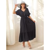 Resti Women's midi dress with short sleeves and decorative buttons | Shoptok.si
