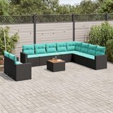  Vrtna garnitura - 11-dijelni set vrtnih sofa od poliratana s jastucima crni - Crna 1 | shoptok.hr