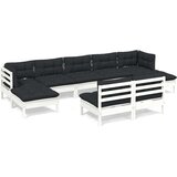  Vrtna sedežna garnitura 9-delna z blazinami bela borovina, (21087775) | Shoptok.si