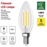 LED žarnica Filament Candle A CLASS/ E14 / 3,8 W (60 W) / 806 lm / nevtralno bela | Shoptok.si