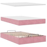 vidaXL Otomanski posteljni okvir z vzmetnicami roza 120x190cm žamet | Shoptok.si