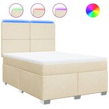  Krevet s oprugama i madracem krem 140 x 190 cm od tkanine | shoptok.hr