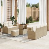 vidaXL 8-delni vrtni sofa set z blazinami bež poli ratan akacija | Shoptok.si
