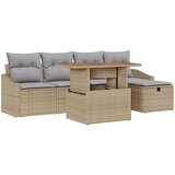 vidaXL Vrtna garnitura - 6-dijelni set vrtnih sofa s jastučićima Bež Poli rattan | shoptok.hr