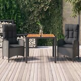  Jedilna garnitura 3-delna z blazinami črn poli ratan | Shoptok.si