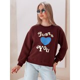 DStreet Bluza damska oversize z nadrukiem FEELME bordowa Cene