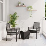  3-komponentni vrtni bistro set s jastučićima crni poli ratan Cijene