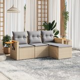 The Living Store Vrtna sedežna garnitura 4-delna z blazinami bež poli ratan - Vrtna Sedežna Garniture, (21473492) | Shoptok.si