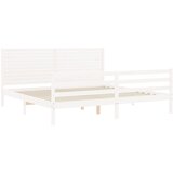  Okvir za krevet s uzglavljem bijeli 200x200 cm od masivnog drva | shoptok.hr