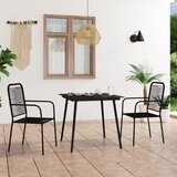 The Living Store Vrtna jedilna garnitura 3-delna bombažna vrv in jeklo črna - Jedilna Garnitura, (21479298) | Shoptok.si