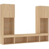  5-dijelni zidni TV elementi s LED svjetlima boja hrasta drveni | shoptok.hr