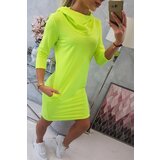 Kesi Dress with hood and pockets yellow neon color | shoptok.hr