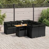 vidaXL 9-dijelni set vrtnih sofa s jastucima crni od poliratana | shoptok.hr