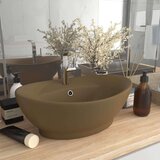  Luksuzni ovalni umivaonik mat krem 58 5 x 39 cm keramički | shoptok.hr