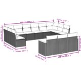  13-dijelni set vrtnih sofa od poliratana s jastucima sivi | shoptok.hr