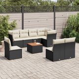 vidaXL 9-dijelni set vrtnih sofa s jastucima crni od poliratana | shoptok.hr
