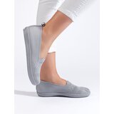 Shelvt Women's Grey Fabric Slip On Cene