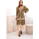 Kesi Włoski Women's boho dress with lace khaki | Shoptok.si