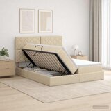  Krevet s od storage s uzglavljem Krem 200 x 200 cm Tkanina | shoptok.hr