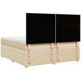  Krevet s oprugama i madracem krem 200 x 200 cm od tkanine | shoptok.hr