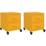 Furnova Nočna omarica 2 kosa gorčično rumena 36x39x43,5 cm jeklo, (21927568) | Shoptok.si