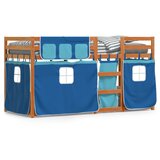 vidaXL Krevet na kat sa zavjesama plavi 75x190 cm od masivne borovine | shoptok.hr