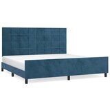 The Living Store Posteljni okvir z vzglavjem temno moder 200x200 cm žamet - Posteljni Okvir Z Vzglavjem, (21490974) | Shoptok.si