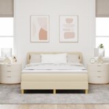 Box Spring Krevet s Madracem - Krem 140x190 cm Tkanina | shoptok.hr