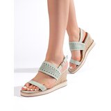 Shelvt Green women's wedge sandals | shoptok.hr
