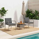 Bistro set za vrt s jastukom 3 pcs Sivi poliratan | shoptok.hr