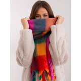 Fashion Hunters Green and red wide scarf with fringe Cene