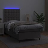  box spring s madracem LED sivi 90x200 cm od umjetne kože | shoptok.hr