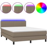  box spring s madracem LED smeđesivi 140x190 cm tkanina | shoptok.hr