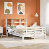 vidaXL Krevet s regalom z knjige bez madraca bijeli 120x190cm borovina | shoptok.hr