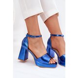 Boto Lacquered Women's Sandals On Heel Blue Marila | Shoptok.si