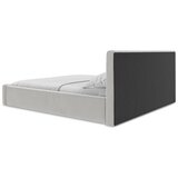 Makamii Oblazinjena zakonska postelja s prostorom za shranjevanje z letvenim dnom 160x200 cm v srebrni barvi Lemi – | Shoptok.si