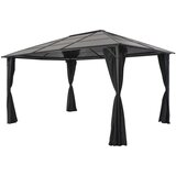 vidaXL Paviljon z zaveso aluminij 4x3x2,6 m črn Cene