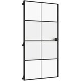 vidaXL Notranja vrata ozka črna 102,5x201,5 cm kaljeno steklo aluminij | Shoptok.si