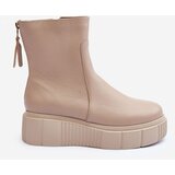 Zazoo Women's Leather Platform Boots Beige Jenefer | Shoptok.si
