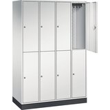 C+P Dvonadstropna jeklena garderobna omara INTRO, ŠxG 1220 x 500 mm, 8 predelkov, korpus svetlo siv, vrata svetlo siva | Shoptok.si