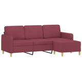 Trosjed s tabureom crvena boja vina 180 cm od tkanine | shoptok.hr