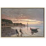  Slika - Claude Monet – Hauling a Boat Ashore Honfleur 120x80 U prirodnom drvenom okviru | shoptok.hr