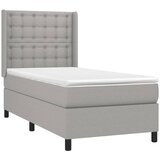  Krevet box spring s madracem LED svjetlosivi 100x200 cm tkanina | shoptok.hr