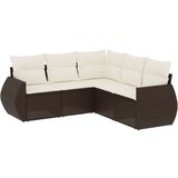 vidaXL 5-dijelni set vrtnih sofa s jastucima poliratan smeđi | shoptok.hr