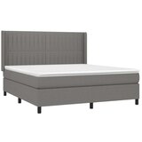  Box spring postelja z vzmetnico LED temno siva 160x200 cm blago, (20930006) | Shoptok.si