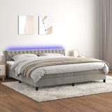 The Living Store Box spring postelja z vzmetnico LED svetlo siva 200x200cm žamet - Box Spring Postelja, (21489356) Cene