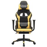  Gaming stol z oporo za noge črno in zlato umetno usnje, (21152279) | Shoptok.si