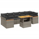 Maison Chic Seti vrtnega pohištva - Vrtna garnitura - Vrtni pohištvo set 8-delna z blazinami siv poli ratan, (21808114) | Shoptok.si