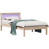 vidaXL Posteljna podlaga z vzglavjem in LED 80x200 cm Trdna borova les | Shoptok.si