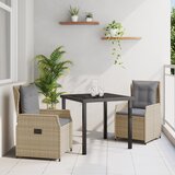 vidaXL 3-delna vrtna jedilna garnitura Bež poli rattan | Shoptok.si